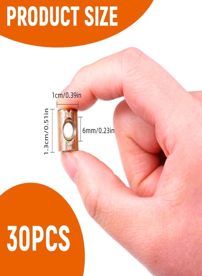 Serplex® 30Pcs Zinc Alloy Hammer Head Nuts, Cross-Hole Furniture Connecting Nuts, Metal Barrel Nuts, Threaded Fasteners for Furniture Assembly, DIY Cabinet and Bed Frame Connector - Image 2